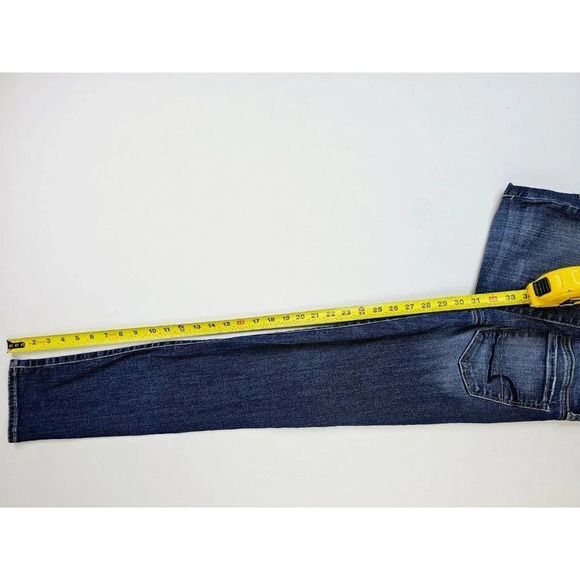 American Eagle Outfitters Size 2 Long Super Stretch Skinny Blue Denim Logo Jeans - Picture 9 of 13